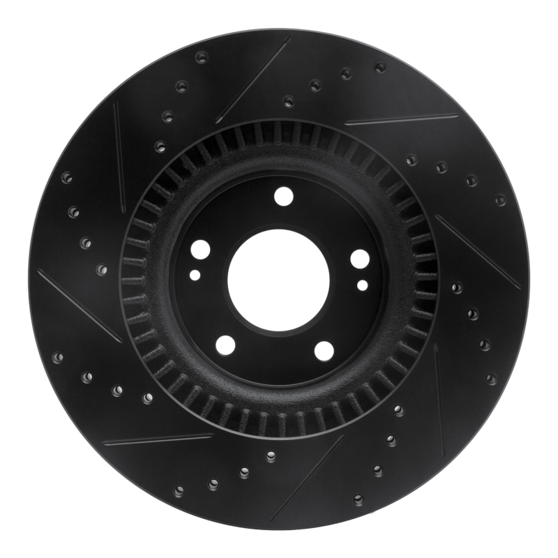 Hyundai Genesis Coupe Brake Rotor (1) - Front Right - R1 Concepts - Drilled & Slotted - Black - `10-`16